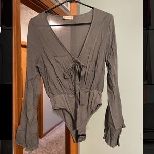 Altar’d State Long-Sleeve Bodysuit - Olive Green Color